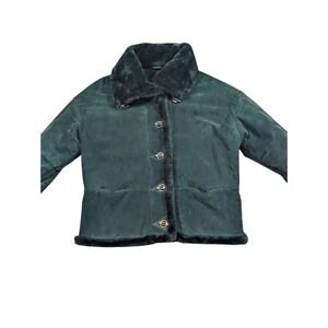 Wilson's Adventure Bound Vintage Green Suede Leather Coat - Women's Size Large